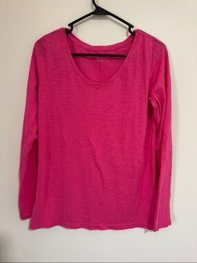 LOFT Women’s Long-Sleeve Scoop Neck Top - Bright Pink